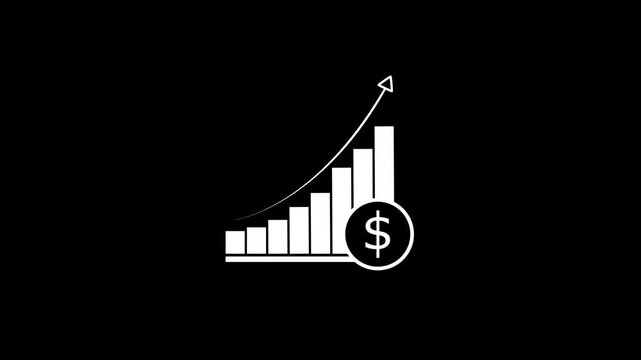 4k animated business graph chart with dollar sign on black background. Stock video