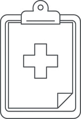 Obraz premium Medical clipboard outline icon, healthcare document symbol, hospital medical record sign, clinical report form, isolated line vector illustration