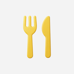 3d Realistic Spoon and Fork icon vector illustration