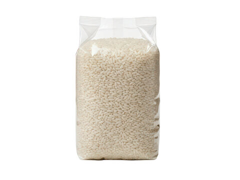 Package of white rice isolated on transparent background