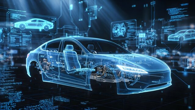 Futuristic Holographic Car Digital Twin with Engineering Data Interface