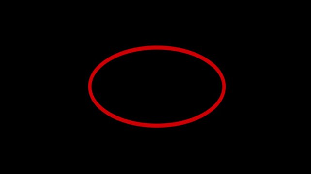 Circle marker highlighting animation on black screen.  animated red circle drawing.