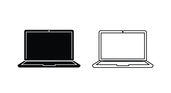 Two laptop computer illustrations showing contrasting views a striking silhouette