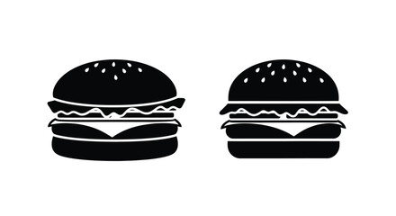 Fototapeta premium Two black hamburger icons a simple food illustration silhouette