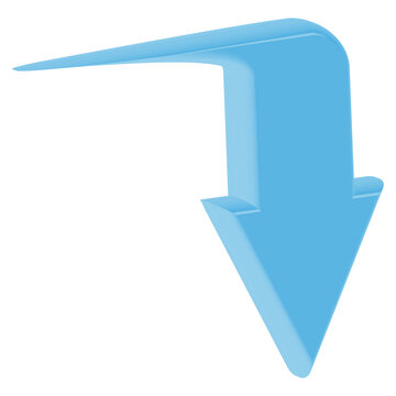 3D Down Right Angle Arrow Icon in Blue Color for Turn Direction, Navigation, UI UX and Web Design &ndash; Transparent Background