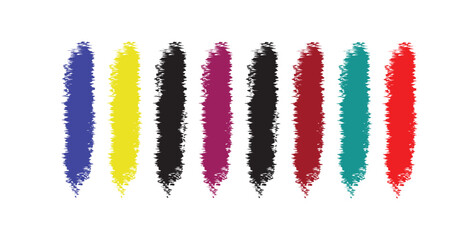 Colorful Paint Brush Strokes Set Isolated on White Background .