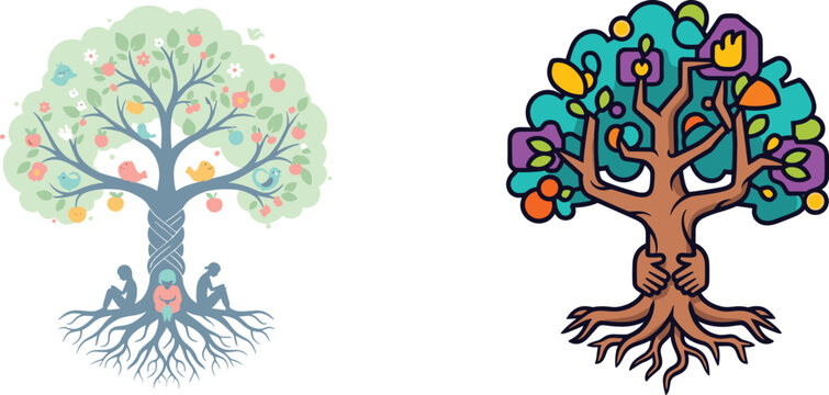 Family,tree,love,roots,children,nature,connection,vector,illustration,isolated,on,white,background,growth,community,unity,design,art,concept,life