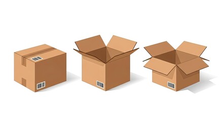 Fototapeta premium Isometric view showing the cardboard boxes for packaging ecommerce retail shipping delivery and logistics service industry