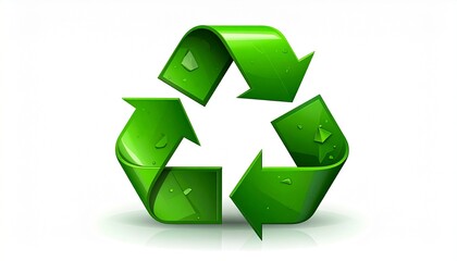 Obraz premium Green Recycling Symbol with Three Arrows in Triangular Loop