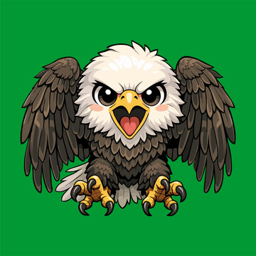 cute and adorable eagle cartoon | T-shirt design | Logo dan badge vintage 