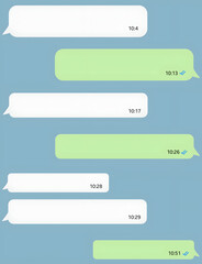 Messaging app template with empty text bubbles, vector illustration