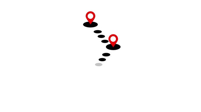 Milestone icon animation with four checkpoints along a disc-shaped path, symbolizing progress tracking. Map pin icon. location icon suitable for motion  icon animation with four checkpoints