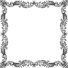 A filigree heraldic crest motif floral pattern border frame. Original design in a vintage style.