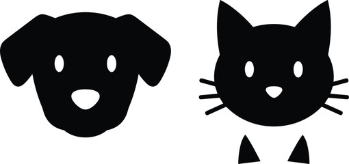 Minimalist black dog and cat head silhouette icons for pet clinic logo design and veterinary animal service branding. © Mohammad