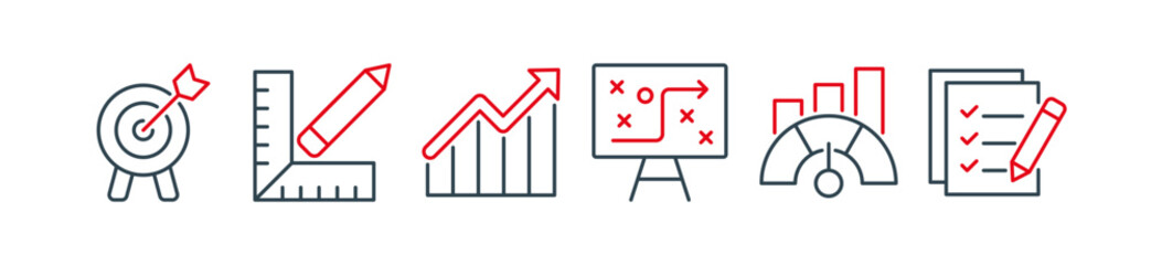 KPI Banner Concept with Icons. Key Performance Indicators use Business Intelligence metrics to measure achievement versus planned targets.