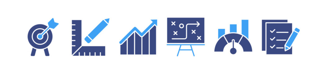 KPI Banner Concept with Icons. Key Performance Indicators use Business Intelligence metrics to measure achievement versus planned targets.
