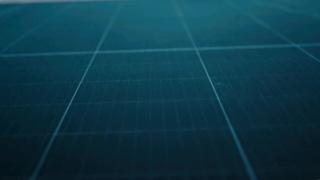 Macro Texture of Polycrystalline Silicon Solar Cell showing Photovoltaic Wafer Grid and Sun Flare Reflection for Clean Energy Technology