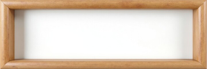 Elegant wooden photo frame, clean white background, still life, beige