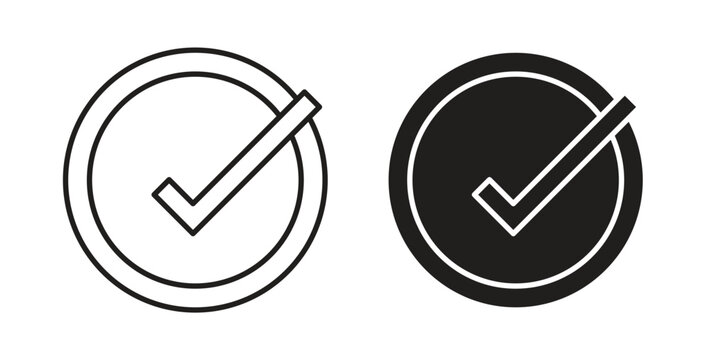 Checkmark icon in line design. editable stroke icons pack