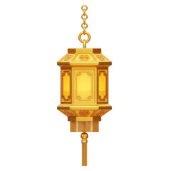 Fototapeta premium Golden Ornamental Chinese Lantern Hanging on a Chain Illustration