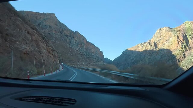 Cretan road in the mountains from Rethymno to other side of island