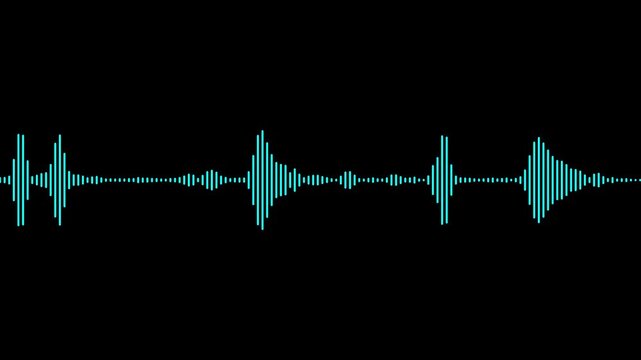 Colorful cyan Sound Bar On Black Background, Musical Waves Equalizer, Pulsating Element Of Sound Design For Digital Studio Animated white audio bar. Motion graphics of music bar idea