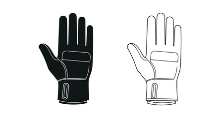 Obraz premium Black and white illustration of a winter glove pair one light and one dark
