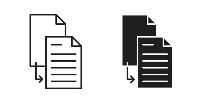 Duplicate icon in line design. editable stroke icons pack