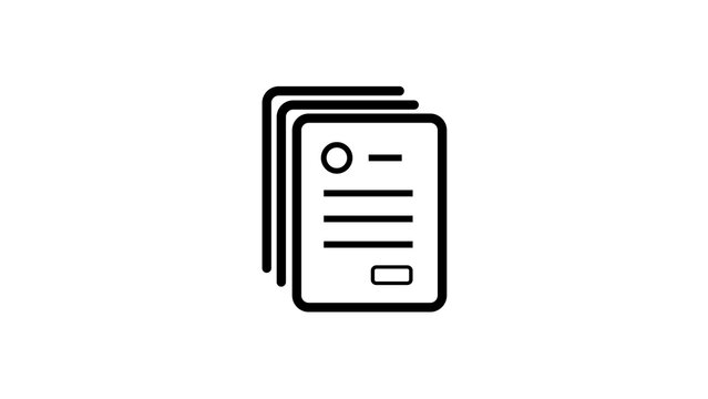 Minimalist black line icon representing a stack of documents or application forms
