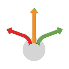 Three Arrows Diverging from a Central Point.