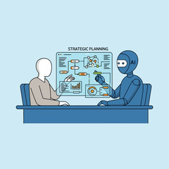 Artificial Intelligence Robot Collaborating with Human on Strategic Planning.