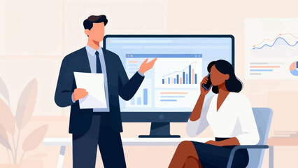 Business meeting with data presentation