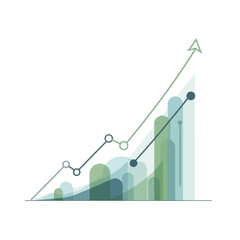 Upward trending financial graph with rising bars and line chart.