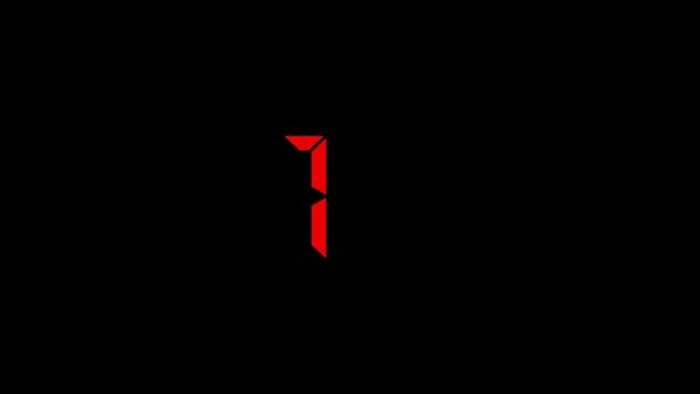 Minimalist red number 1 digital display on black background