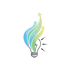 Creative Light Bulb Idea Symbol with Growing Green Energy.