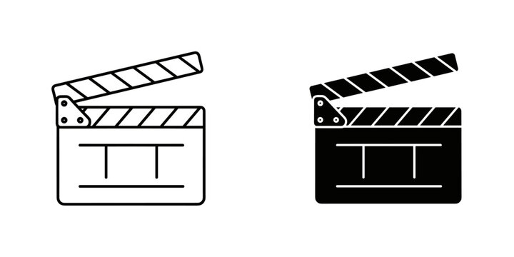 Classic film clapperboard icon isolated on white minimalist vector