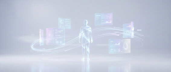 Fototapeta premium Futuristic AI Autimation and Human Interaction Concept 