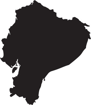 Black silhouette map of Ecuador on a white background country South America