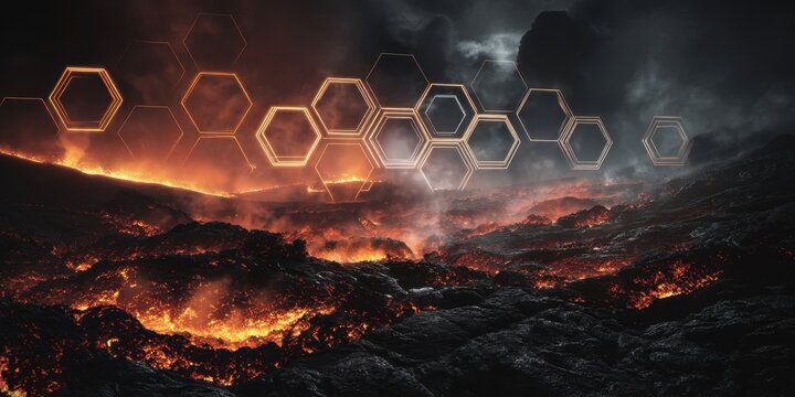 Lava flows and hexagonal patterns form a unique landscape
