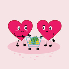 love characters pink icon flat vector,love cartoon.pink love,love valentine's day, love cartoon design illustration background