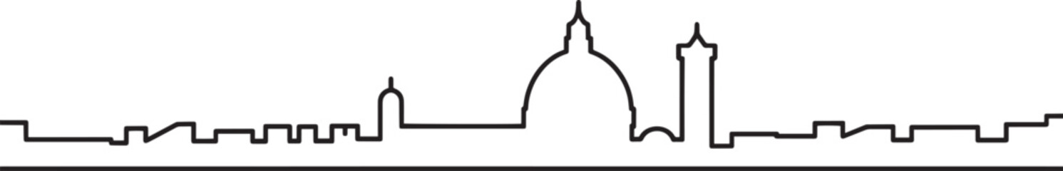 Minimalist cityscape outline panorama with famous italian landmarks black and white vector art © MDSHOFIQUL