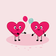 love characters pink icon flat vector,love cartoon.pink love,love valentine's day, love cartoon design illustration background