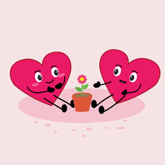 love characters pink icon flat vector,love cartoon.pink love,love valentine's day, love cartoon design illustration background