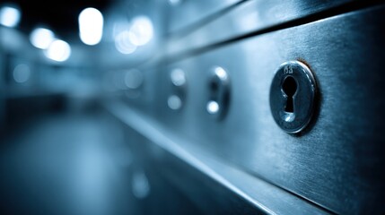 Rows of Safety Deposit Boxes in a Bank Vault
