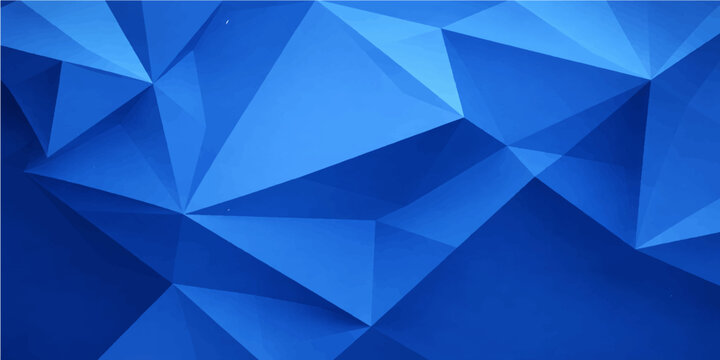 An abstract blue background features a geometric triangle pattern with a 3d polygon design and mosaic texture to create a modern light vector wallpaper