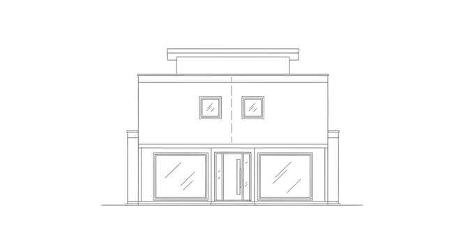 Retail shop building illustration with storefront facade representing business, commerce and small shop concept
