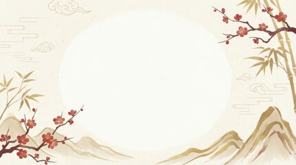 Obraz premium Serene cherry blossom scene tranquil landscape digital artwork asian aesthetic close-up view nature's beauty inspiring peace and reflection