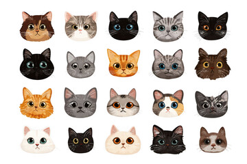 Fototapeta premium A collection of cat faces with different colors and patterns