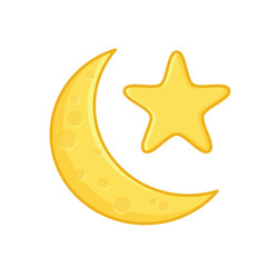 Ramadan kareem greeting card. eid mubarak greeting cartoon illustration vector. moon and star ramadan