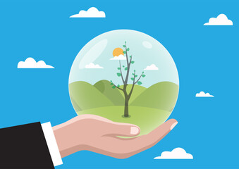 Hand with a glass ball